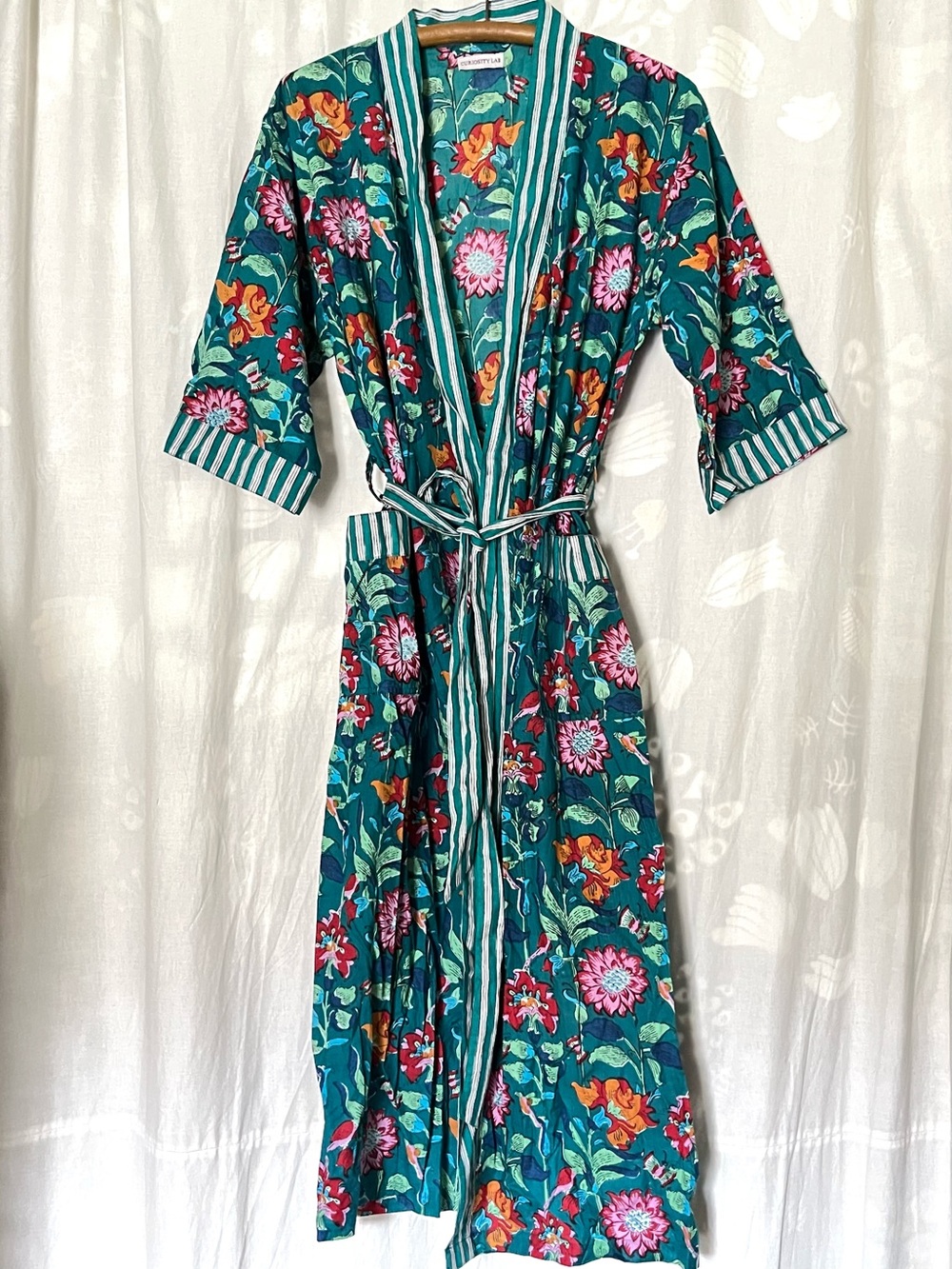 Curiosity Lab Paris Floral and Stripes Kimono Robe